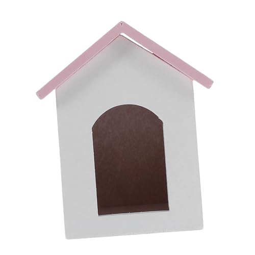HOMOBABE Hölzernes Miniaturhaus Mit Rosa Dach Und Weißen Wänden, Ideal Als Puppenhausdekoration Und Mini-hundehausspielzeug von HOMOBABE