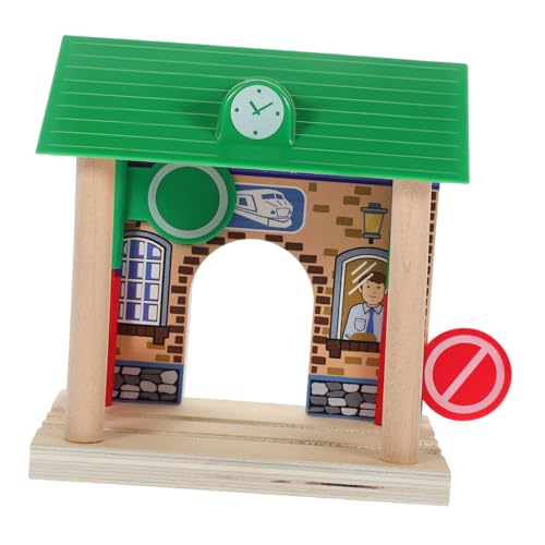 HOMOBABE Holzspielzeug Bahnhofszubehör Hölzernes Modell für Eisenbahnszenen und Kreative Spielideen Langlebig und Sicher von HOMOBABE