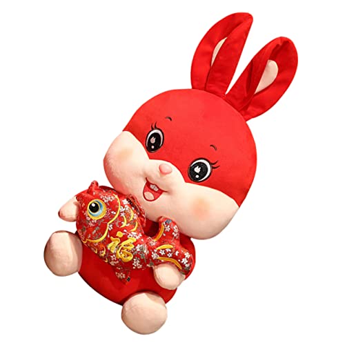 HOMOBABE Jahr des Kaninchen Maskottchens Plüschhase Hase Plüschpuppe Plüschkaninchen Kaninchenpuppe Zum Chinesischen Neujahr Entzückendes Hasendekor Kaninchen Maskottchenpuppen von HOMOBABE
