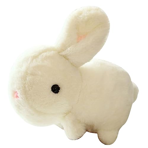 HOMOBABE Kaninchen Plüschtier Hase Plüschpuppe Gefüllte Hasenpuppe Entzückender Plüschhase Plüschkaninchenspielzeug Dekorativer Stoffhase Süßes Stofftier Kindergeschenk Weiß Pp Baumwolle von HOMOBABE