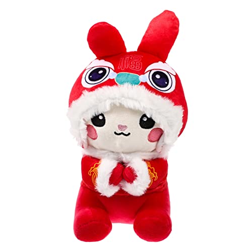HOMOBABE Kaninchenpuppe Häschenpuppe Neujahrsdekoration Jahr des Kaninchens Maskottchenpuppe Stofftier Zartes Kaninchenspielzeug Gefüllte Häschenpuppe Kaninchenjahr Maskottchenpuppe von HOMOBABE