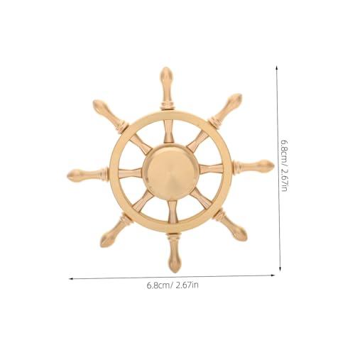 HOMOBABE Messing Schiffslenkrad Dekoration Drehbares Schiffsrad Ornament für Schreibtisch Wohnzimmer Elegantes Messinghandwerk für Enthusiasten Robuste Langlebige Tischdeko von HOMOBABE