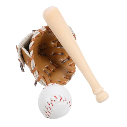 HOMOBABE Mini Baseball Spielset Miniatur Baseballschläger mit Ball Mini Baseball Handschuh Puppenhaus Dekoration Material Langebig Szenen von HOMOBABE