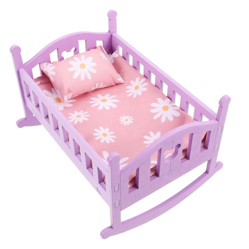 HOMOBABE Mini Dollhouse Möbel Puppenhaus Krippe Für Schlafzimmer Miniaturhaus Dekoration Lebensechter Krippe Modell Mini House Requisite Miniatur Babybetthandwerk von HOMOBABE