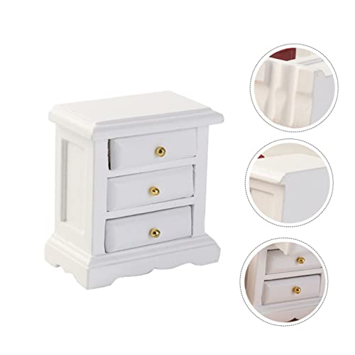 HOMOBABE Miniatur Holznachttisch mit Schublade Puppenhaus Möbel Zubehör Kompakter Holz Schrank für DIY Puppenhaus Sicher und Dekorativ Geeignet für Kinderzimmer Modelle von HOMOBABE
