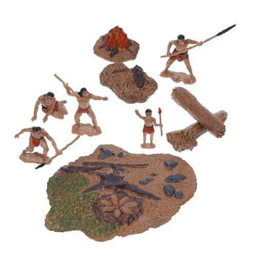 HOMOBABE Miniatur Primitive männer Figur aus Kunststoff Stabiles Mikro dekorationsset für Bonsai Garten und Desktop Leichtes Urmenschen Diorama von HOMOBABE