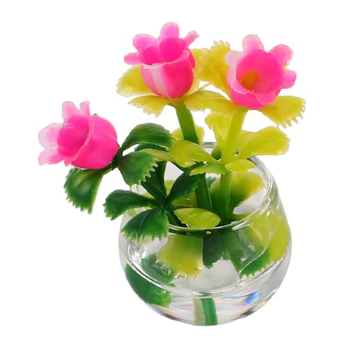 HOMOBABE Miniatur Puppenhaus Vase mit Künstlicher Blume Langlebige Mini Topfpflanze Dekoration für und Schreibtisch Pflegeleichtes Puppenhaus Zubehör Geschenkidee für Sammler von HOMOBABE