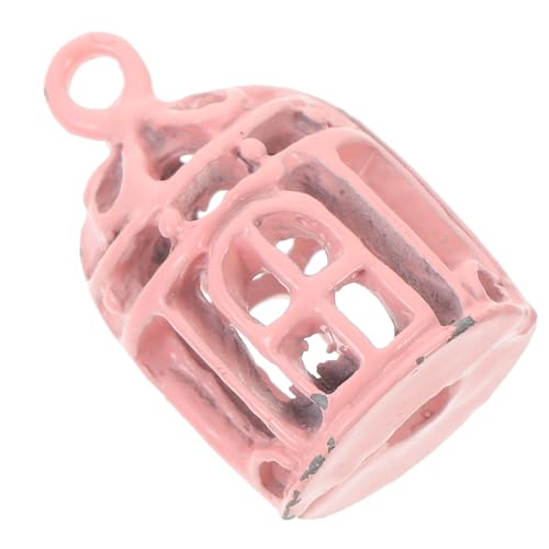 HOMOBABE Miniatur-vogelkäfig Deko Mini-hausverzierung Mini-vogelkäfig Mini Vogelkäfig Kleiner Vogelkäfig Kleines Vogelkäfig-Modell Vogelkäfig Miniatur Mini-käfig-Modell Eisen Rosa von HOMOBABE