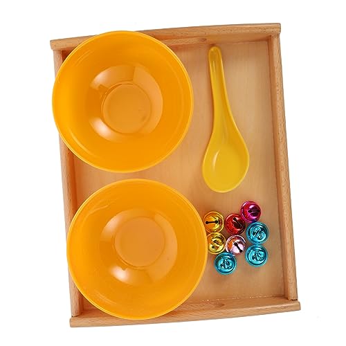 HOMOBABE Montessori Küchenspielzeug mit Bunten Schaufelglocken und Holztablett Early Educational Toy für Hand Augen Koordination und Kreativität Zufällige Farbe Zufällige Farbe von HOMOBABE