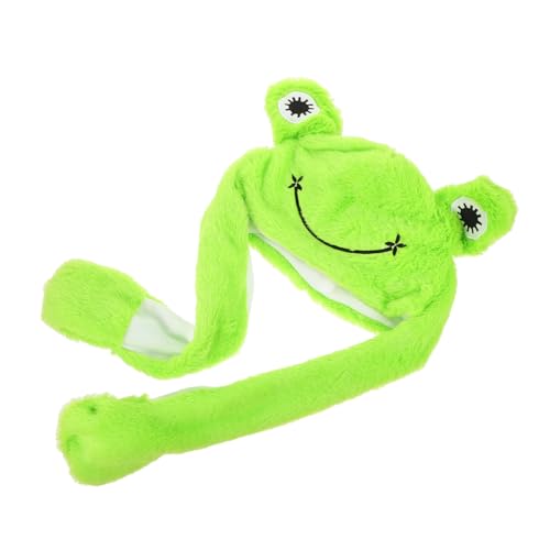 HOMOBABE Plüschige Froschmütze mit Beweglichen Ohren Lustiges Kostümzubehör für Halloween Partys und Cosplay von HOMOBABE