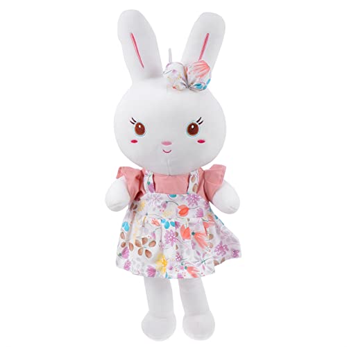 HOMOBABE Plüschkaninchenpuppe Stoffhasenspielzeug Osterkaninchen Hasenpuppe Kaninchenpuppe Mit Rock Kaninchenpuppe Mit Kleidung Rosa Plüschmaterial von HOMOBABE