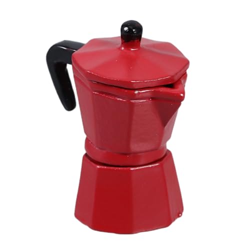 HOMOBABE Puppenhaus -kaffeekanne Kleine Kaffeekanne Modell Kaffeekanne Puppenhaus Topf Hausdeko Mini Kaffeekannen-modellierungsschmuck Mini-kaffeekanne Miniatur-espressokanne Rot Legierung von HOMOBABE
