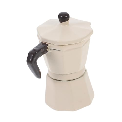 HOMOBABE Puppenhaus -kaffeekanne Realistisches Kaffeekannenmodell Puppenhausartikel Miniatur-puppenhaus-Topf-Abdeckung Miniatur-puppenhaus-küchen-backzubehör Mini-hausbedarf Legierung Beige von HOMOBABE