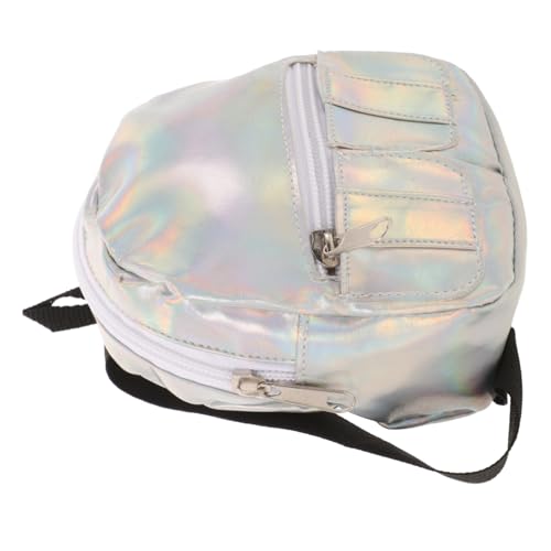 HOMOBABE Puppenrucksack Gürteltasche Schillernder Rucksack Holografische Umhängetasche Rucksack Mit Pailletten Holografische Geldbörse Holografische Handtasche Rave-Rucksack Silver Stoff von HOMOBABE