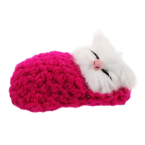 HOMOBABE Schlafende Katze im Hausschuh Plüschtier mit Geräuschen Interaktives Kätzchen für Mädchen und Jungen Kuscheltier für Drinnen Rosa Schlafkatze mit Soundfunktion von HOMOBABE