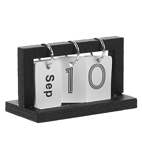 HOMOBABE Simulation Mini-tischkalender Miniatur-Desktop-Kalender Mini Tischkalender Dekoration Prop Mini-tischkalender Flip-Kalender-Modell Mini-Schreibtisch-monatskalender Holz Black von HOMOBABE