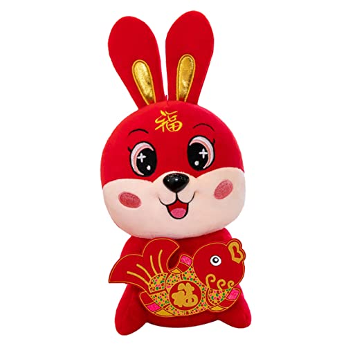 HOMOBABE Verheißungsvolles Fischkaninchen Plüschpuppe Hase Plüsch Kaninchen-Maskottchen- Plüschspielzeug Entzückendes Häschendekor Meerschweinchen Zeug Puppenhaus Pp Baumwolle Rot von HOMOBABE