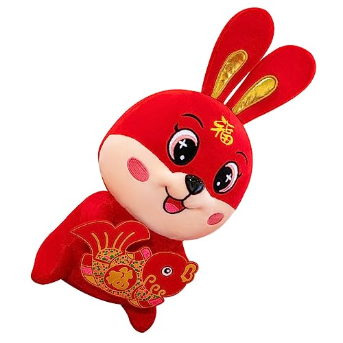 HOMOBABE verheißungsvolles Fischkaninchen Plüschspielzeug Plüschtier Schweinchen hasenpuppe osterhasen Soft Toy Kaninchengefüllter Kaninchen-Maskottchen- PP Baumwolle rot von HOMOBABE