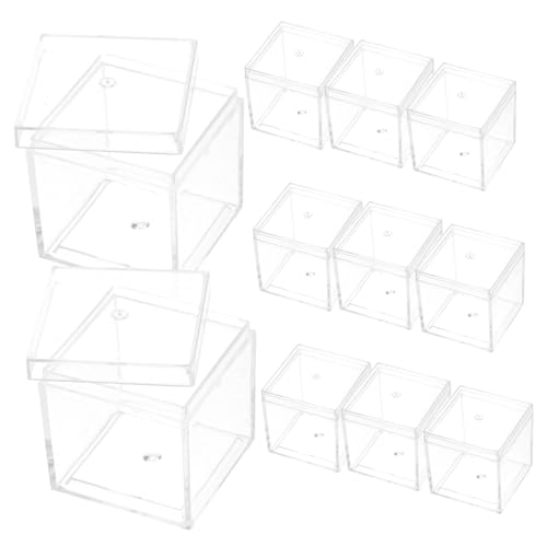 HOMOCONO 12 Teilige Box, Transparente Kunststoffbox, Kleiner Probenkoffer, Mineralienprobenkoffer, Probenbehälter, Durchsichtige Schaukästen, Ausstellungsbehälter, Quadratischer von HOMOCONO