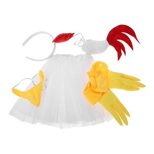 HOMOCONO 1Satz Kostüm Set für Huhn Cosplay Teiliges Set mit Hähnchen Stirnband Tutu Rock und Zubehör für Halloween und Partys von HOMOCONO