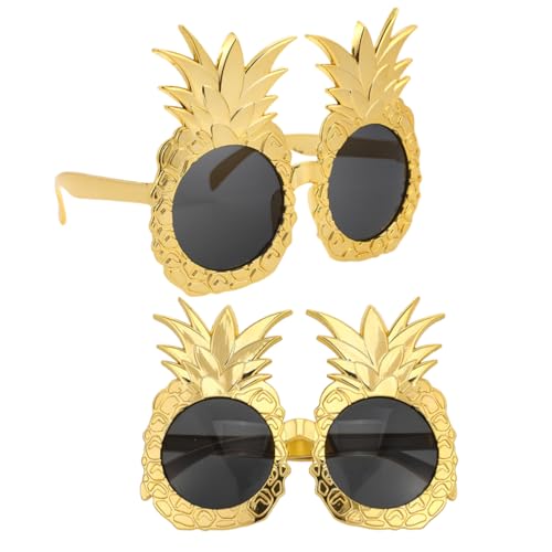 HOMOCONO 2 Stück Ananas Gläser Tropische Neuheitsbrillen Neuheit Sonnenbrillen Für Erwachsene Ananas-partyzubehör Favorisieren Obstgläser Thema Sonnenbrille in Ananasform Sommer Golden Abs von HOMOCONO
