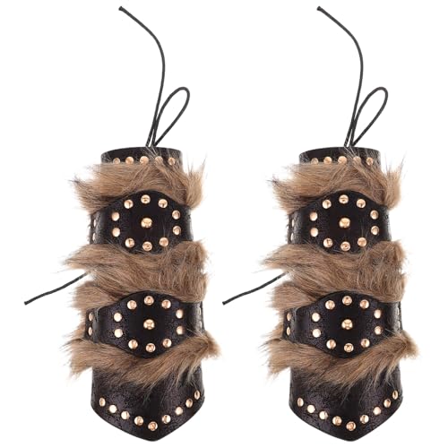 HOMOCONO 2 Stück Armschienen aus PU-Leder: Mittelalterliche Handgelenksrüstung, Armmanschette – Steampunk-Armschutz, -Armband, Zubehör für Männer und Frauen, Halloween-Kostüm von HOMOCONO