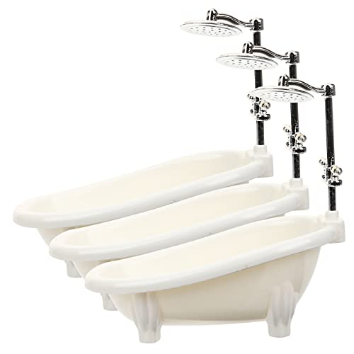 HOMOCONO 3 Stück Miniatur Puppenhaus Badewanne Teiliges aus Detailreiches Mini Badezimmer Zubehör Lebensechte Miniaturmöbel Dekoration für Puppenhäuser und Spielwelten von HOMOCONO