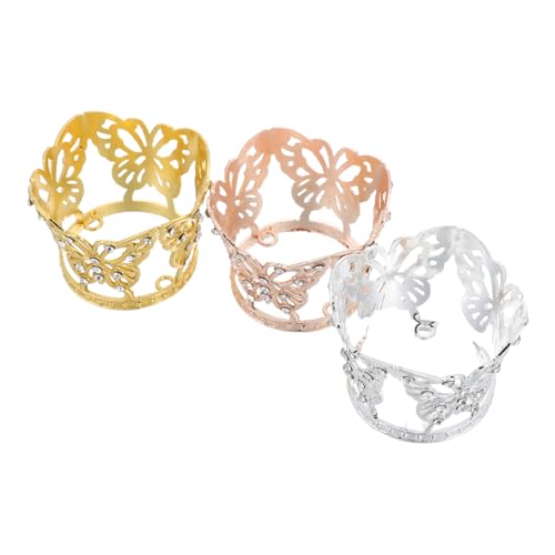 HOMOCONO 3 Stück Teiliges Mini Krone Dekoration für Kuchen Cupcakes Glänzende Alloy Strass Krone mit Schmetterlingen für Hochzeiten Geburtstagsfeiern Tortenaufsätze Roségold von HOMOCONO