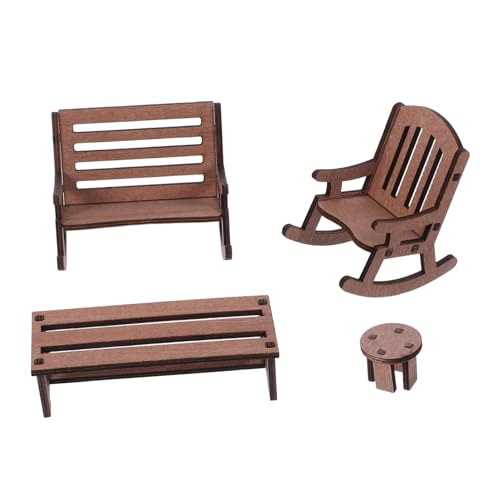 HOMOCONO 4 Stück Miniaturmöbel Set aus Holz für Puppenhaus Teiliges Gartenmöbel Set Stühlen für Kreative DIY Projekte Handgefertigtes und Detailreiches Zubehör für Feengärten und HOMOCONO 4 Stück Miniaturmöbel Set aus Holz für Puppenhaus Teiliges Gartenmöbel Set Stühlen für Kreative DIY Projekte Handgefertigtes und Detailreiches Zubehör für Feengärten und von HOMOCONO
