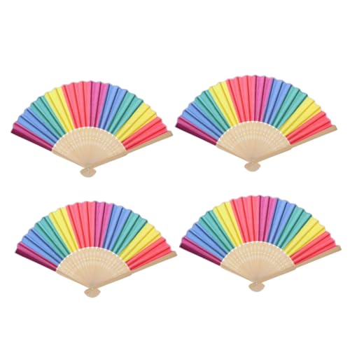 HOMOCONO 4 Stück Regenbogen Klappfächer aus Handfächer für Fotorequisiten Tanzaccessoires für Partys und Aufführungen von HOMOCONO