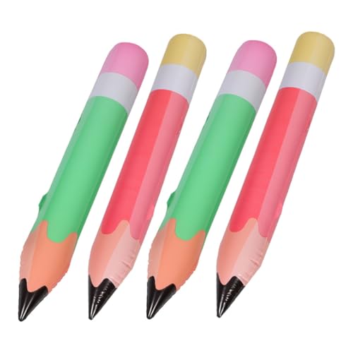 HOMOCONO 4 Stück Teiliges Aufblasbare PVC Bleistift Dekoration Kinderfreundlich Langlebig für Schulanfang Klassenzimmer und Geburtstagsfeiern Auffälliger Partyartikel Grün und Rot von HOMOCONO
