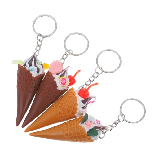 HOMOCONO 4 Stück Realistischer Eiscreme Schlüsselanhänger Schlüsselanhänger Für Handtaschen Rucksack Charm Anhänger Simulations-eiscreme Halter von HOMOCONO