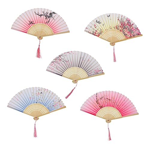 HOMOCONO 5 Stück Teiliges Japanischer Faltfächer mit Quaste Retro Handfächer aus Leichtem Material Eleganter Fächer für Hochzeit Party Sommer Strand Klassische Dekoration und Cosplay HOMOCONO 5 Stück Teiliges Japanischer Faltfächer mit Quaste Retro Handfächer aus Leichtem Material Eleganter Fächer für Hochzeit Party Sommer Strand Klassische Dekoration und Cosplay von HOMOCONO