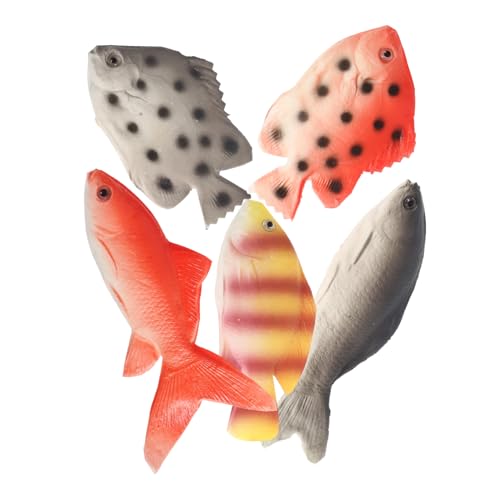 HOMOCONO 5 Stücke Simulation Fischmodelle aus PU Realistische Fischfiguren Interaktives Spielzeug für Kinder Lehrmittel zur Meeresbiologie Lebensnahe Tierdekoration von HOMOCONO