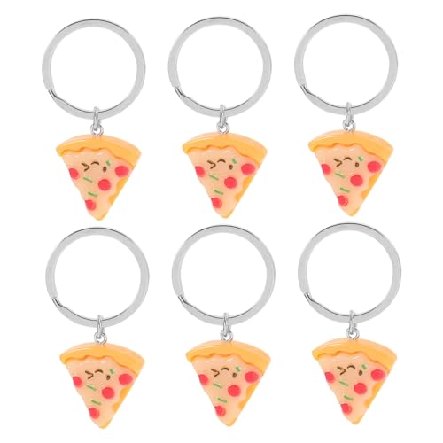 HOMOCONO 6 Stück Pizza Schlüsselanhänger Lustige Schlüsselringe Party und Taschenaccessoires Realistisches Design für Schlüssel Geldbörsen und Taschen von HOMOCONO