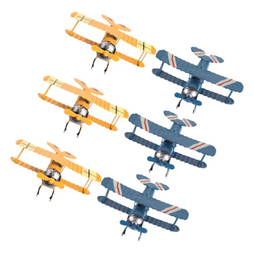 HOMOCONO 6 Stück Teiliges Vintage Flugzeug Modellset Metall Retro Flugzeug Deko für Kinderzimmer Klassenzimmer und Party Leichtes Eisen Flugzeugspielzeug Gelb und Blau als und von HOMOCONO