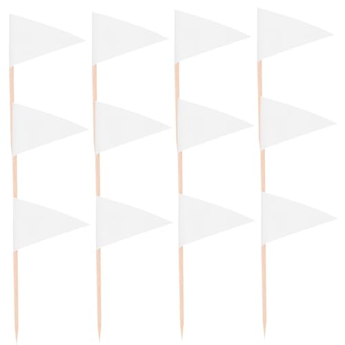 HOMOCONO Blanko Zahnstocher Flaggen Mini Dreieck Einfarbig Für Cocktails Obst Cupcakes Topper Lebensmittelmarker Für Vorspeisen Cupcakes Käse Obst Party Dekorationen von HOMOCONO