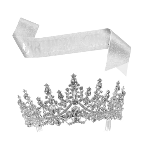HOMOCONO Geburtstagskrone Und Schärpe Partydeko Geburtstag Tiara Für Frauen Dekoration Accessoire Satz von HOMOCONO