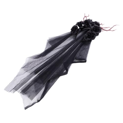 HOMOCONO Halloween Party Haarschmuck Waldfee Geweih Stirnband mit Rosenblüten Leichtes Kostümzubehör für Damen und Mädchen Karneval Fasching Cosplay von HOMOCONO