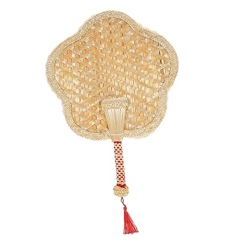 HOMOCONO Handgefertigter Gewebter Handfächer aus Natürlichem Stroh für Sommer Chinesischer Stil für Strand Partys und Hochzeit Dekoration Zufälliges Design von HOMOCONO