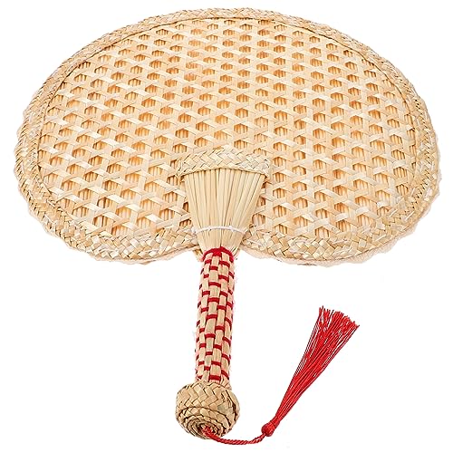 HOMOCONO Handgewebter Weizenstrohfächer Tragbarer Sommerfächer Vintage Handfächer für Hochzeiten Tanz und Dekoration Design Handgefertigt für Outdoor Aktivitäten und Bühnenauftritte von HOMOCONO
