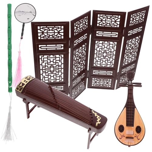 HOMOCONO Miniatur Dekorationsset für Puppenhaus Chinesisches Musikinstrumentenmodell mit Guzheng und Pipa für Kreative Layouts und Realistische Details von HOMOCONO