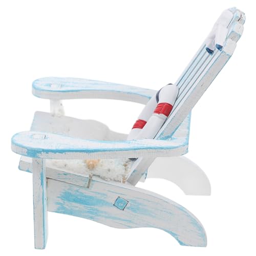 HOMOCONO Strandstuhl Deko Blaues Miniaturmöbel für Puppenhaus Kreative Dekoration Vielseitig Einsetzbar als Handyhalter und Tischdeko von HOMOCONO