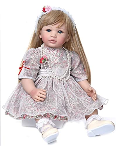 HOMONEY Wiedergeborene Puppe, 60 cm Sammlerpuppe, Prinzessin Reborn Kleinkind Mädchen Puppe Mit Langen Blonden Haaren Puppe, Hochwertige Handgefertigte Puppe von HOMONEY