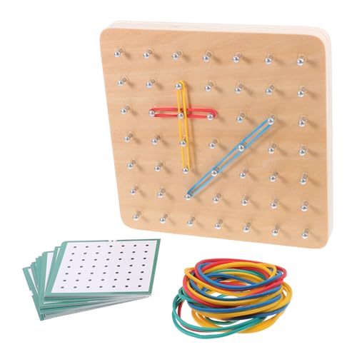 HOMSFOU 1 Satz Holznagelbrett Mathematik -Kognitions -Matching Board Spiel gestalten Kleinkindes sensorisches Geoboard- für Montessori Geotafeln Weiß von HOMSFOU