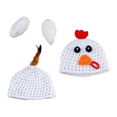HOMSFOU 1 Satz -Kleidung cap babymützen shower present photo shoot props photo props Neugeborenes Babykostüm Requisiten für die Neugeborenenfotografie Garn Weiß von HOMSFOU