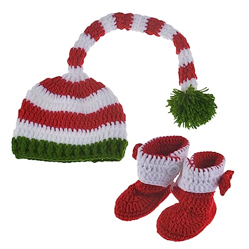 HOMSFOU 1 Satz Weihnachtsfotografie-Kit Neugeborenes Foto-Outfit Baby-Weihnachtsanzug Hüte Weihnachtsmann-Kostüm Foto-Outfits für Kleinkinder Foto-Requisiten Kleidung Weihnachtsmütze Socke von HOMSFOU