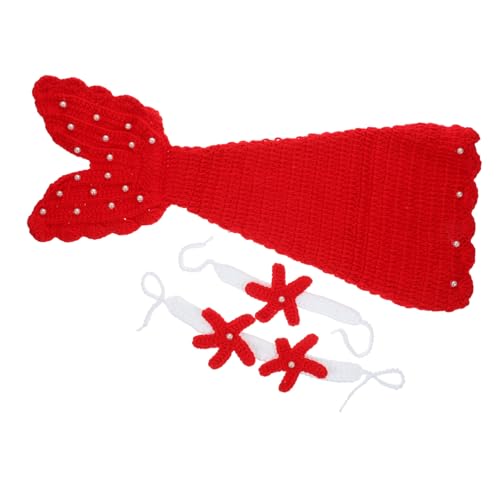 HOMSFOU 1 Seestern Meerjungfrau Kostüm Meerjungfrau Kostüme Klein Babykostüm Erste Outfits Party Kleidung -meerjungfrau-schwanzanzüge Babyanzüge Rot von HOMSFOU