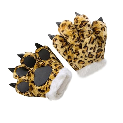 HOMSFOU Kuscheltier 1 Stück Cosplay Tierpfoten Simulation Pfoten Krallen Handschuhe Tierpfoten Hausschuhe Kostümzubehör (Leopardenmuster) Spielzeug Kinderspielzeug von HOMSFOU