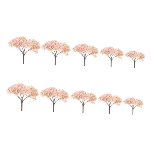 HOMSFOU 10 Stück Mikro Landschaftsbau Zubehör Baum Sand Arrangement Dekorationen Miniatur Szene Blüten Landschaft Stamm Kirschen Simulationsbäume Rosa Schwamm von HOMSFOU